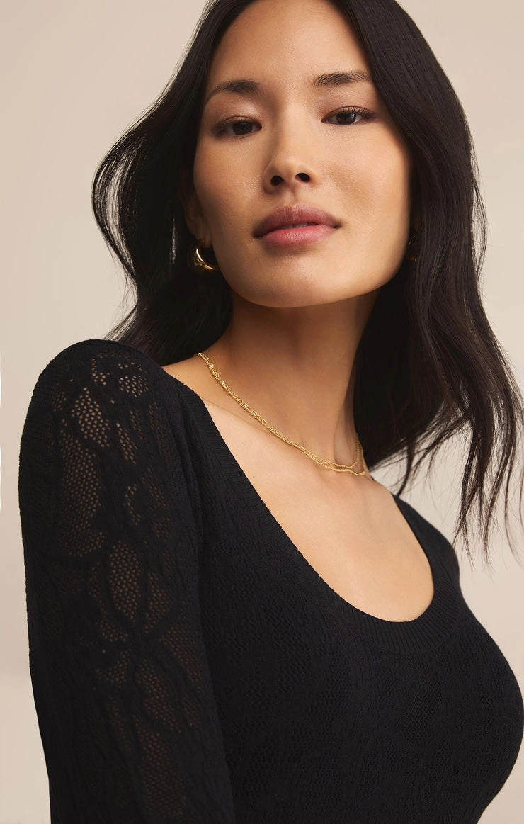 TIBI SCOOP MESH SWEATER High Stretch Fabric