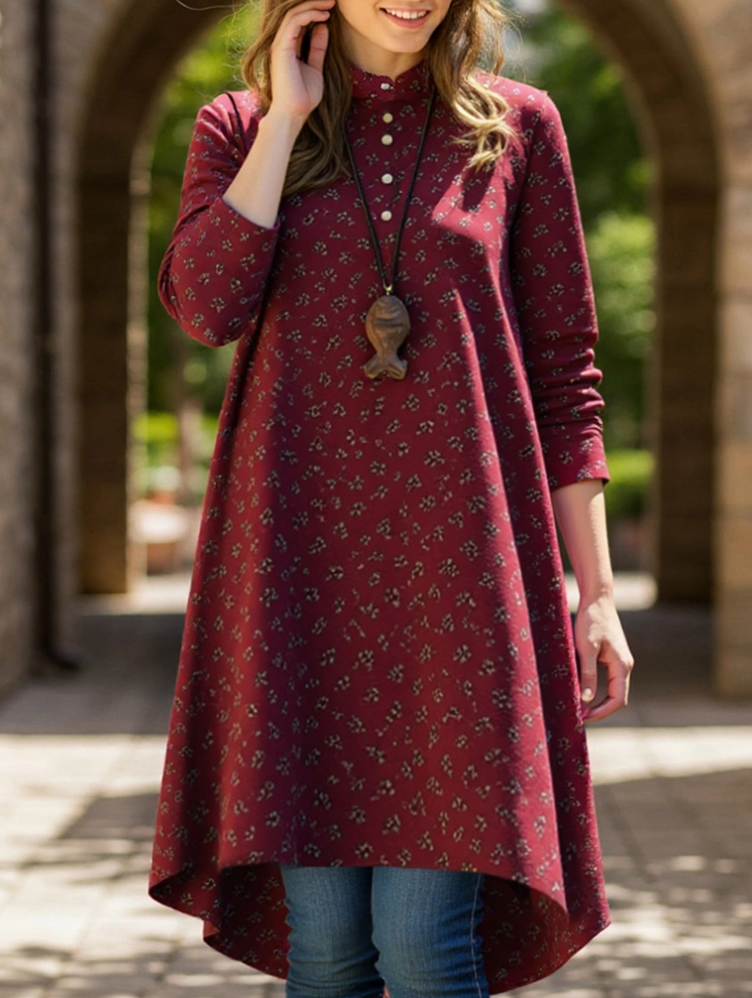 Casual Vibes Vintage long-sleeved floral print shirt