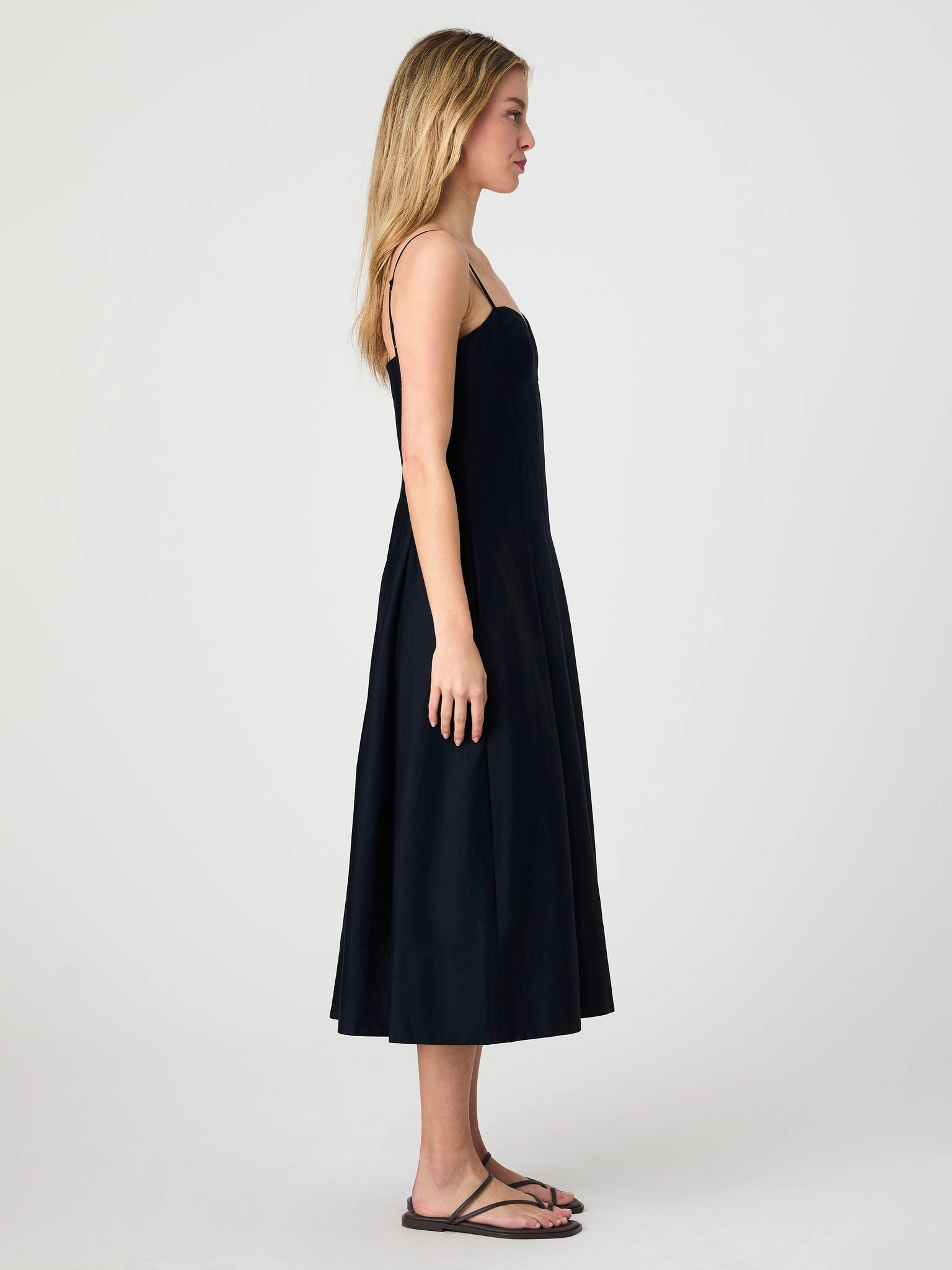 Scalloped-Edge MULTI SEAM SATEEN DRESS