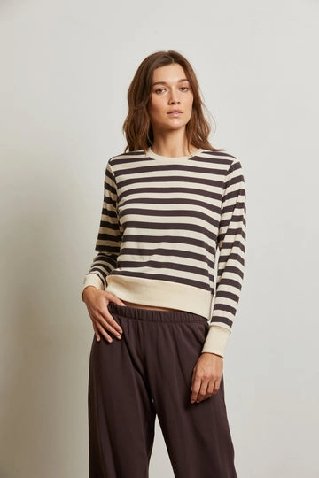 SlipResistant Ribbed Trim Details STEF STRIPE LUXE RIB LONG SLEEVE