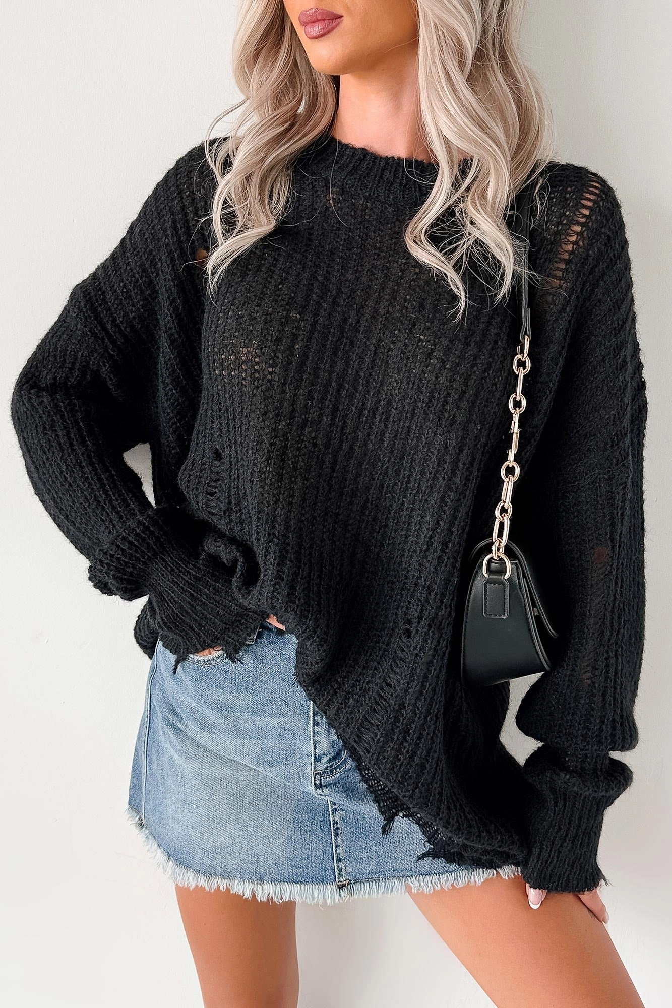 The Soft Life Signature 8 Solid Knit Pullover (Black) NonRestrictive Cut