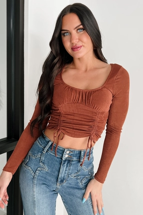 Mystic Evening Ruched Long Sleeve Top (Sequoia) DurableWeave