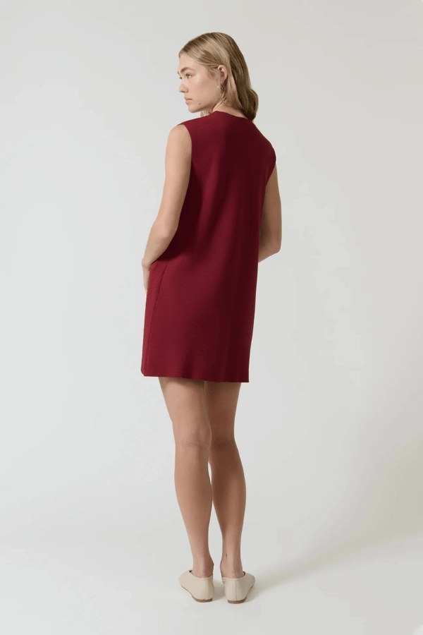 Nanda Dress Burgundy Cocktail-Party Unlined Look