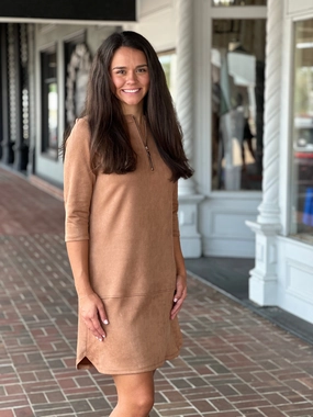 Everyday Look Dreamy Drape Perre Mocha Suede Quarter Sleeve Dress