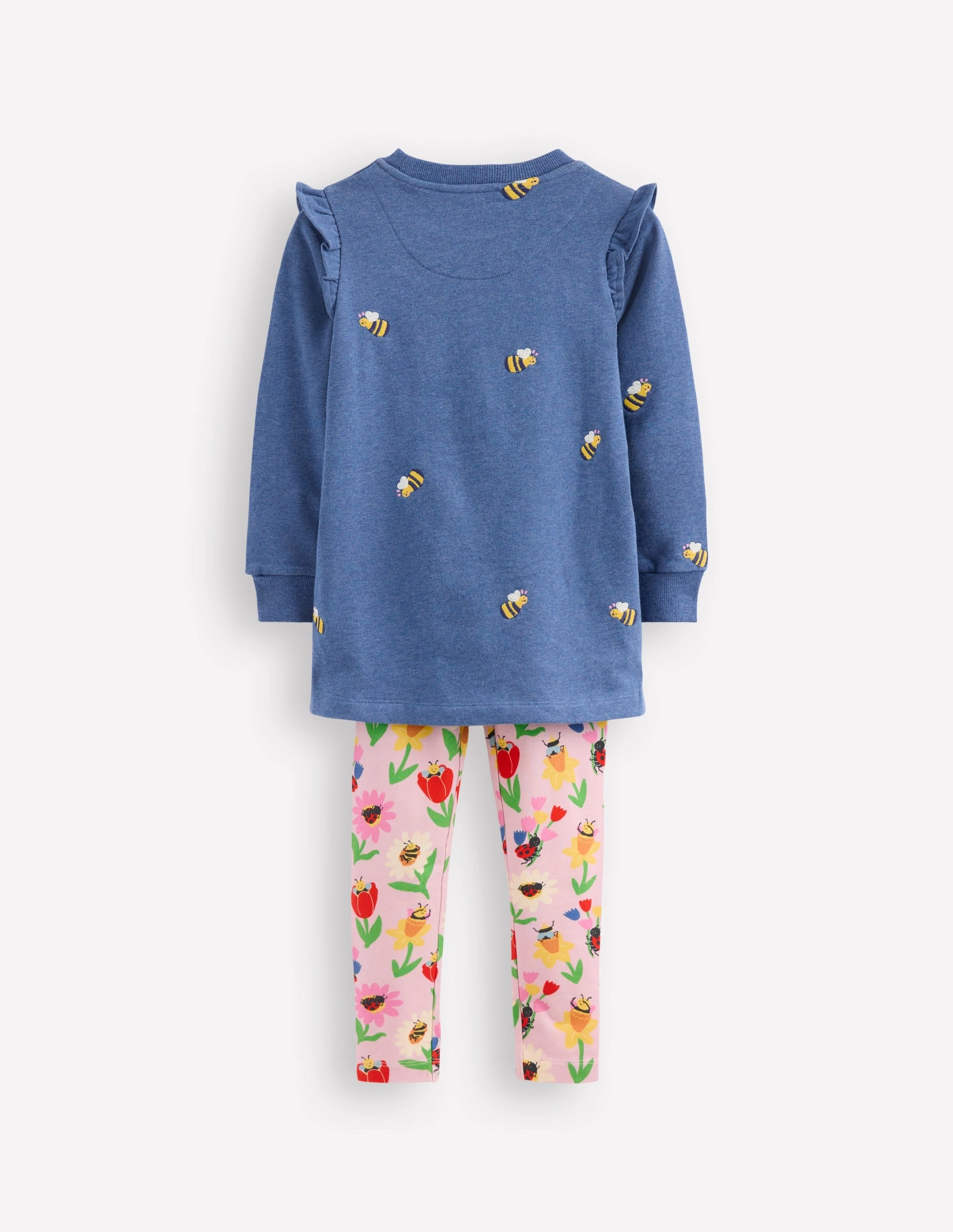 FourWay Stretch Sweat Tunic and Legging set-Blue Marl Bees