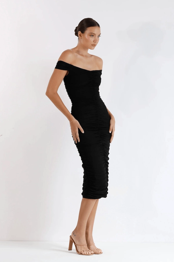 Stain-Resistant Trendy midi dress New Horizon Tapered Midi Black