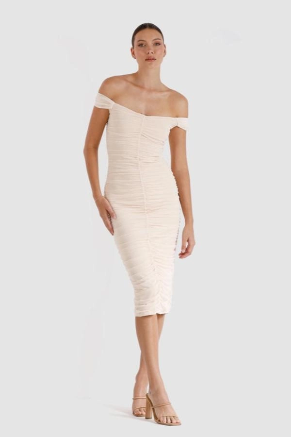 Pure Lines Front-Zip New Horizon Tapered Midi Dove