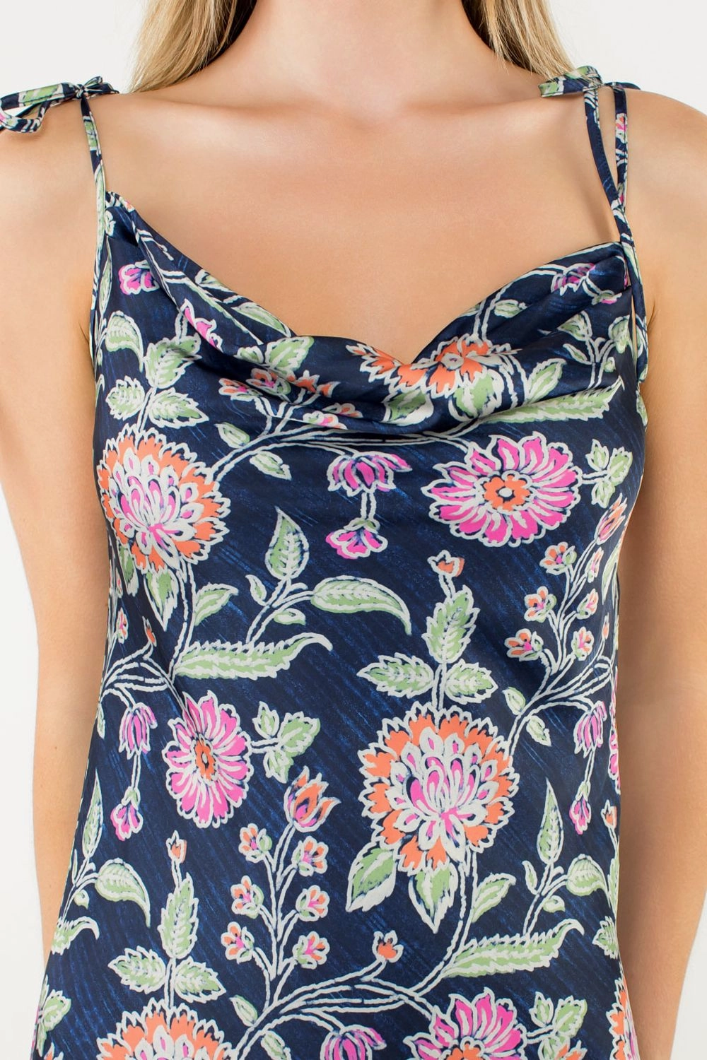 TIE STRAP FLORAL SLIP DRESS Nordic Calm