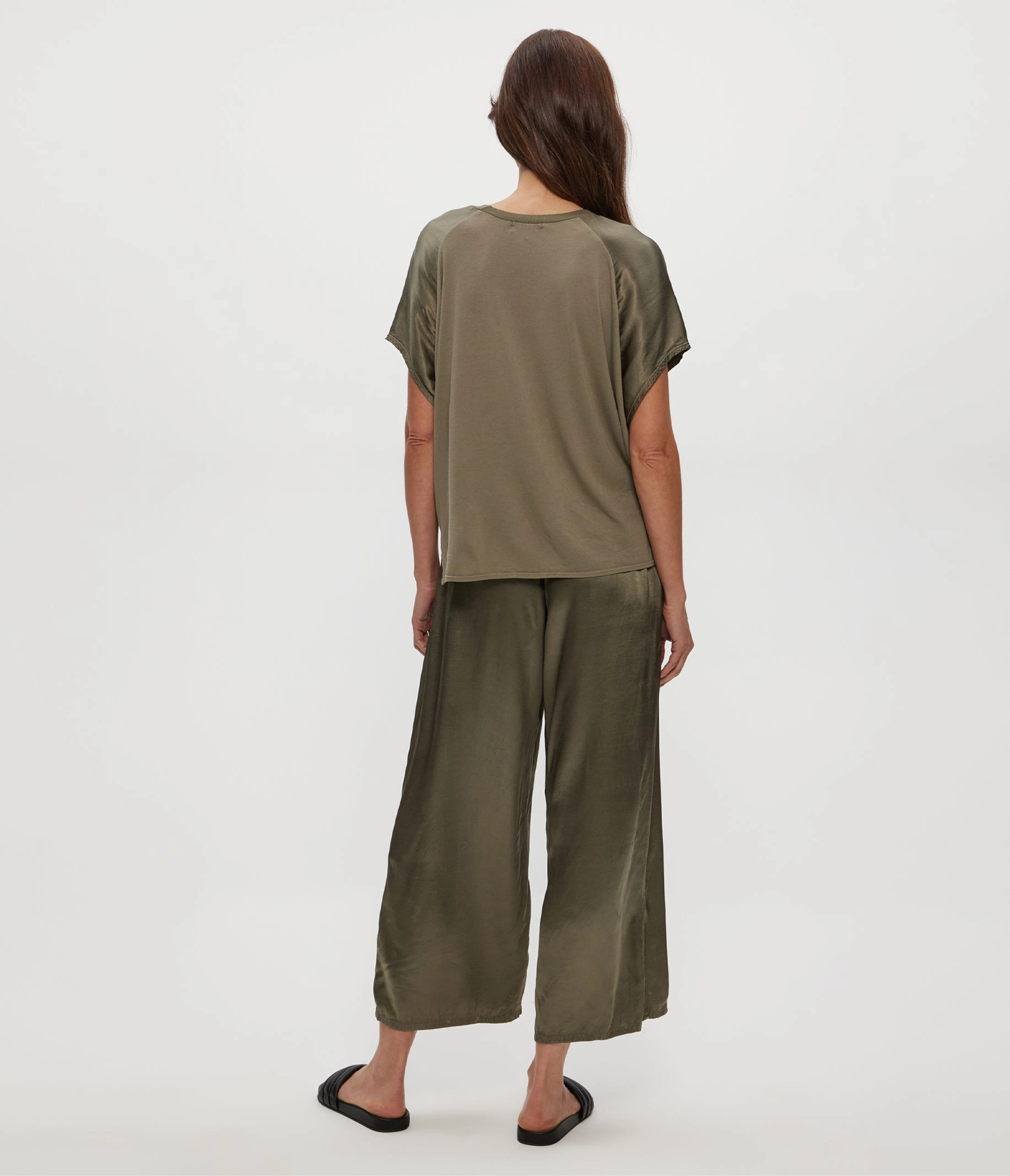 Water resistant coating Breathable Stretch SACHA CROPPED SATIN PANT