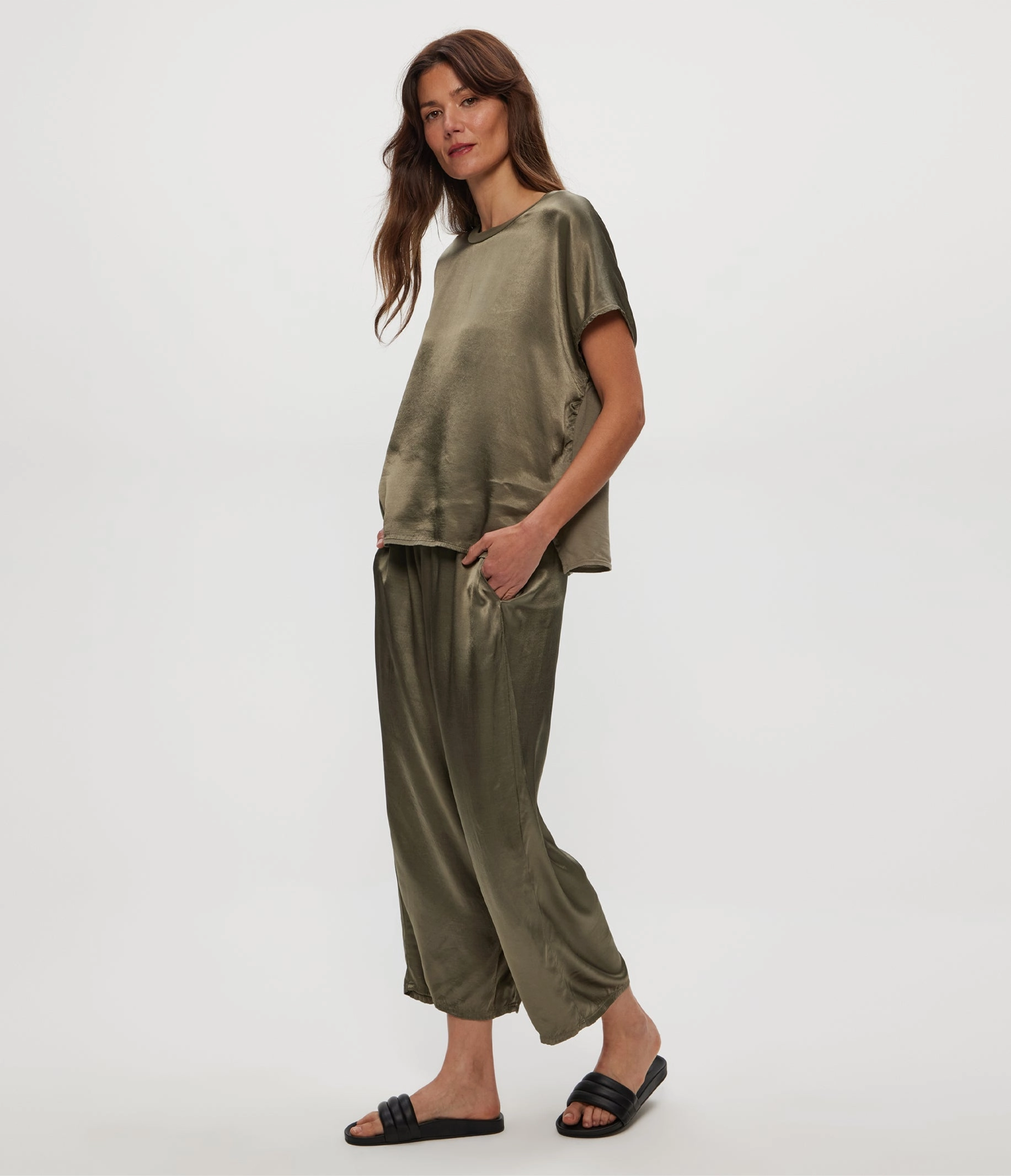 SACHA CROPPED SATIN PANT Sleek and Soft