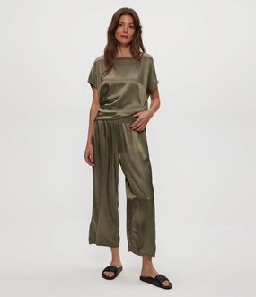 SACHA CROPPED SATIN PANT Secure Closures Sporty Chic