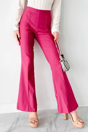 Make The Decisions High Waist Flare Pants (Hot Pink) Casual Must-Have Easy Fit