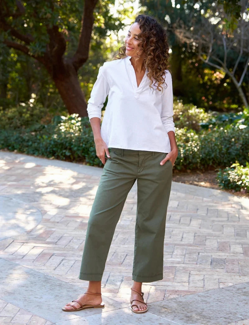 All Day Comfort Fit Active Motion Westport Italian Wide Leg Chino Army