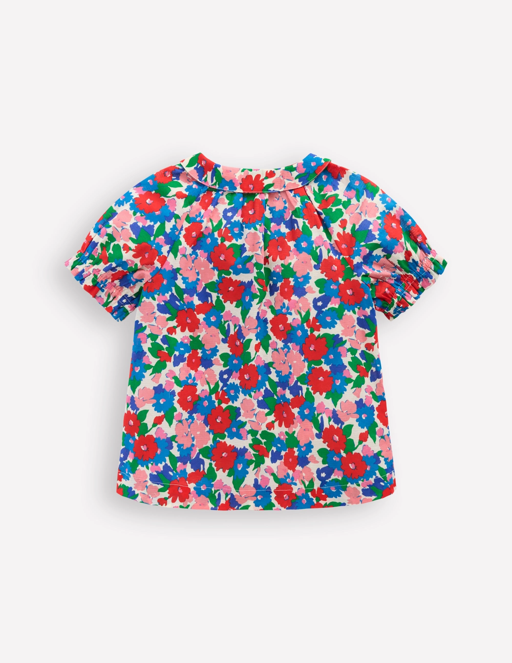 Woven Collared Top-Multi Flower Bunch Stylish Look
