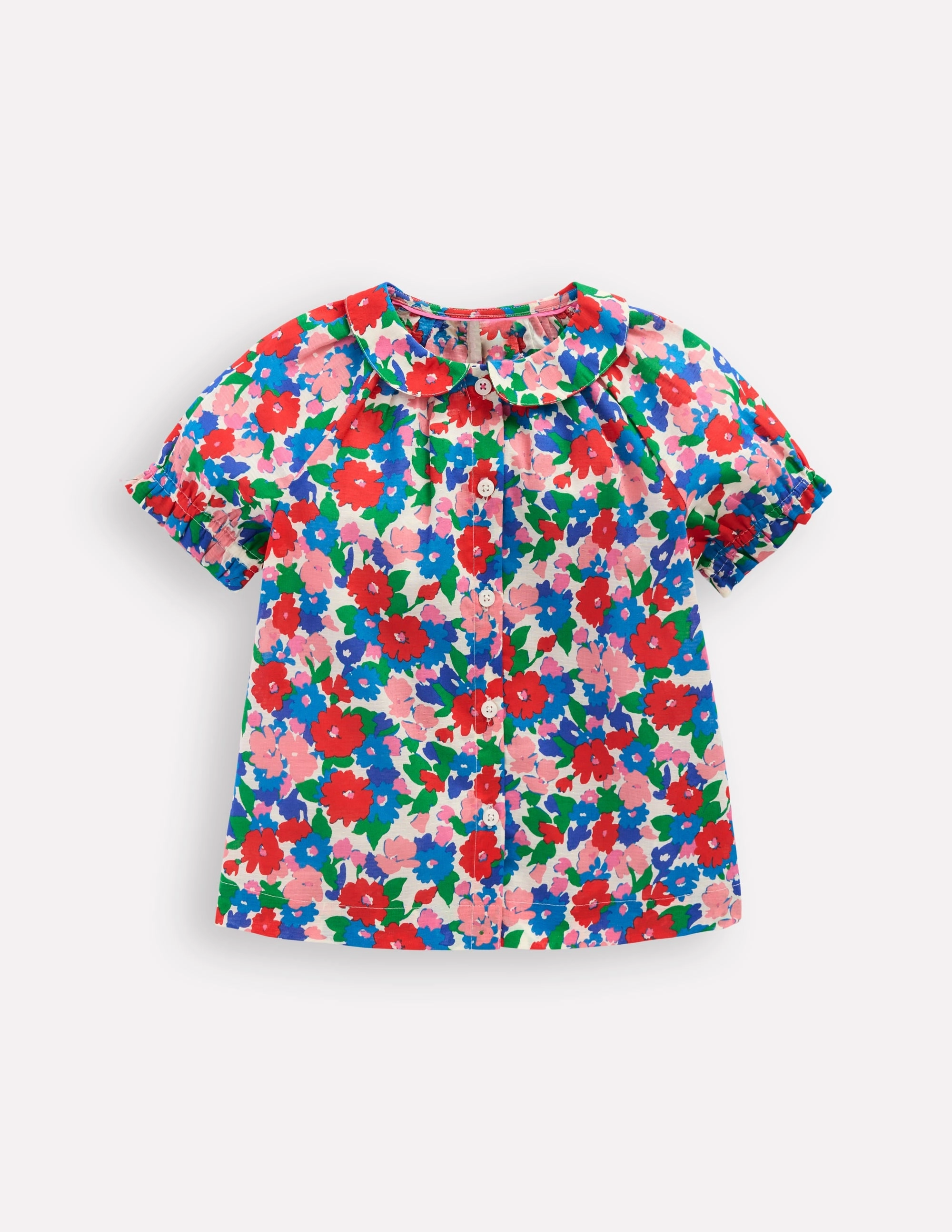 Sport Top simple design Woven Collared Top-Multi Flower Bunch