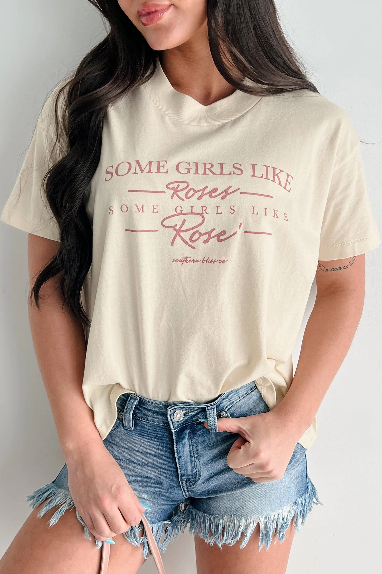 UltraSoft Blend Wool Sweater "Some Girls Like Roses" Graphic T-Shirt (Sand)