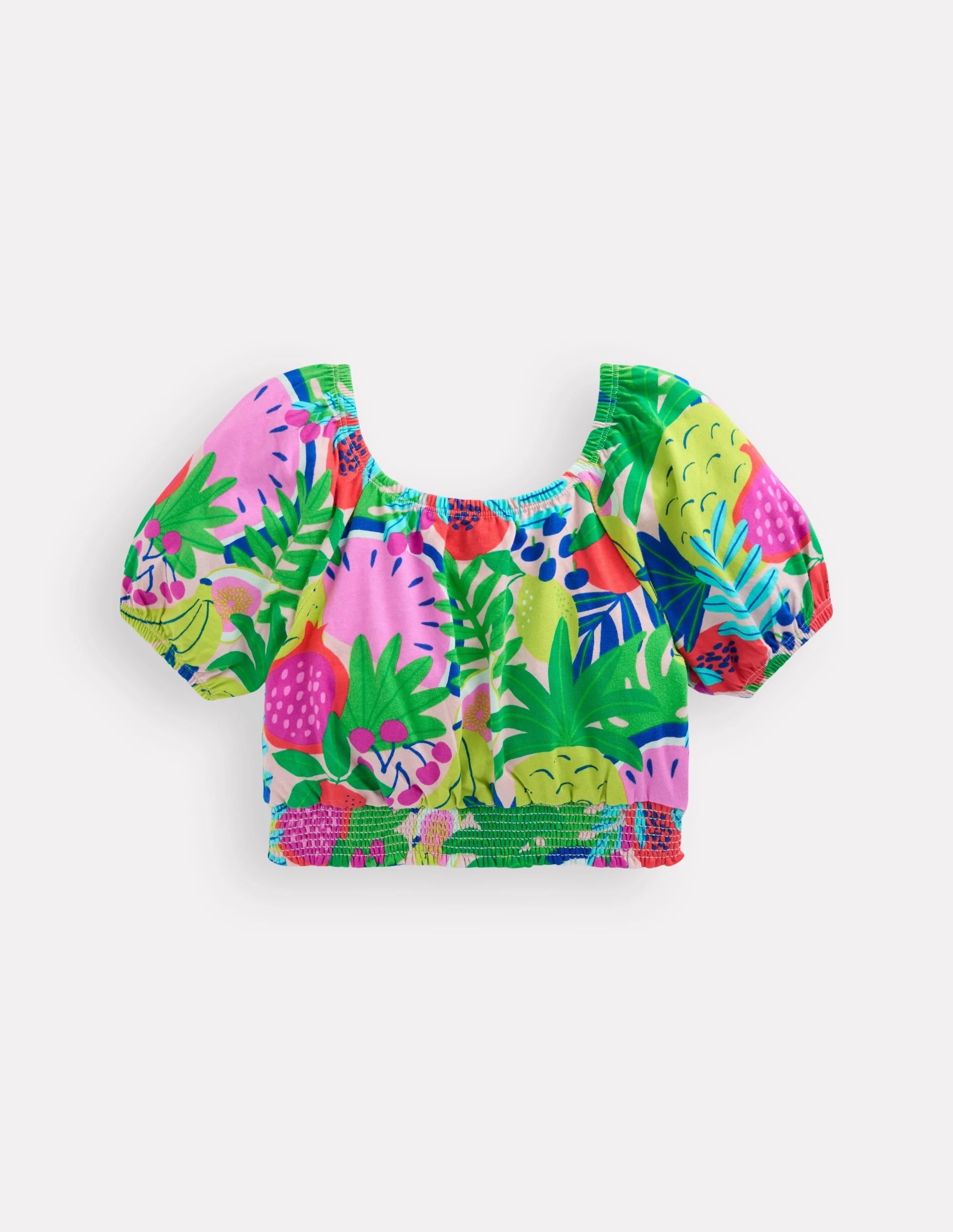 NoRoll Hem Technology Bubble Top-Multi Tropical Fruit