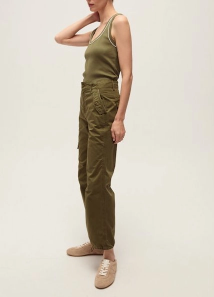 UPFProtection Birke Tank with Contrast Piping Stone Army