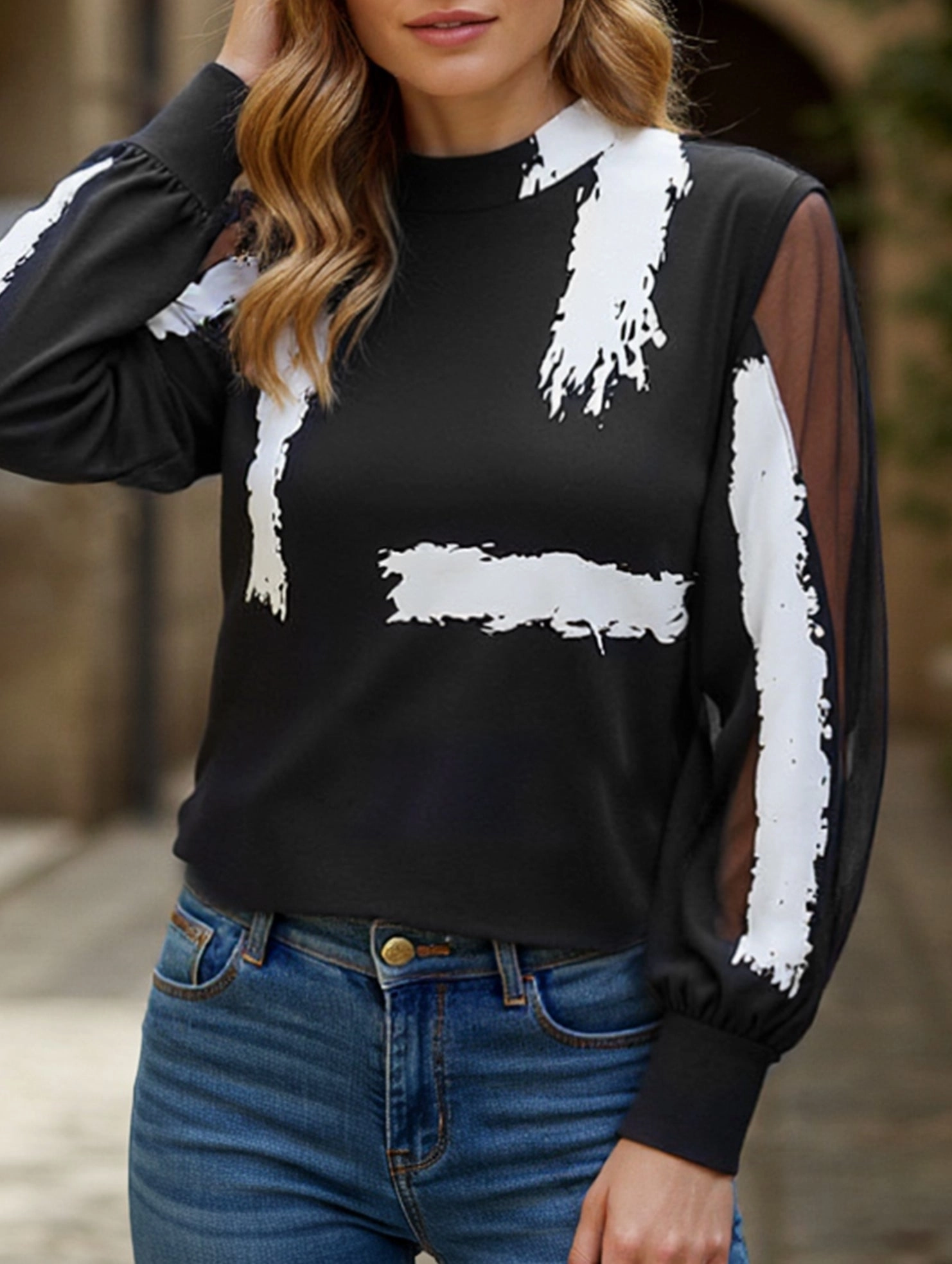 Seamless Design Stand-collar work shirt top