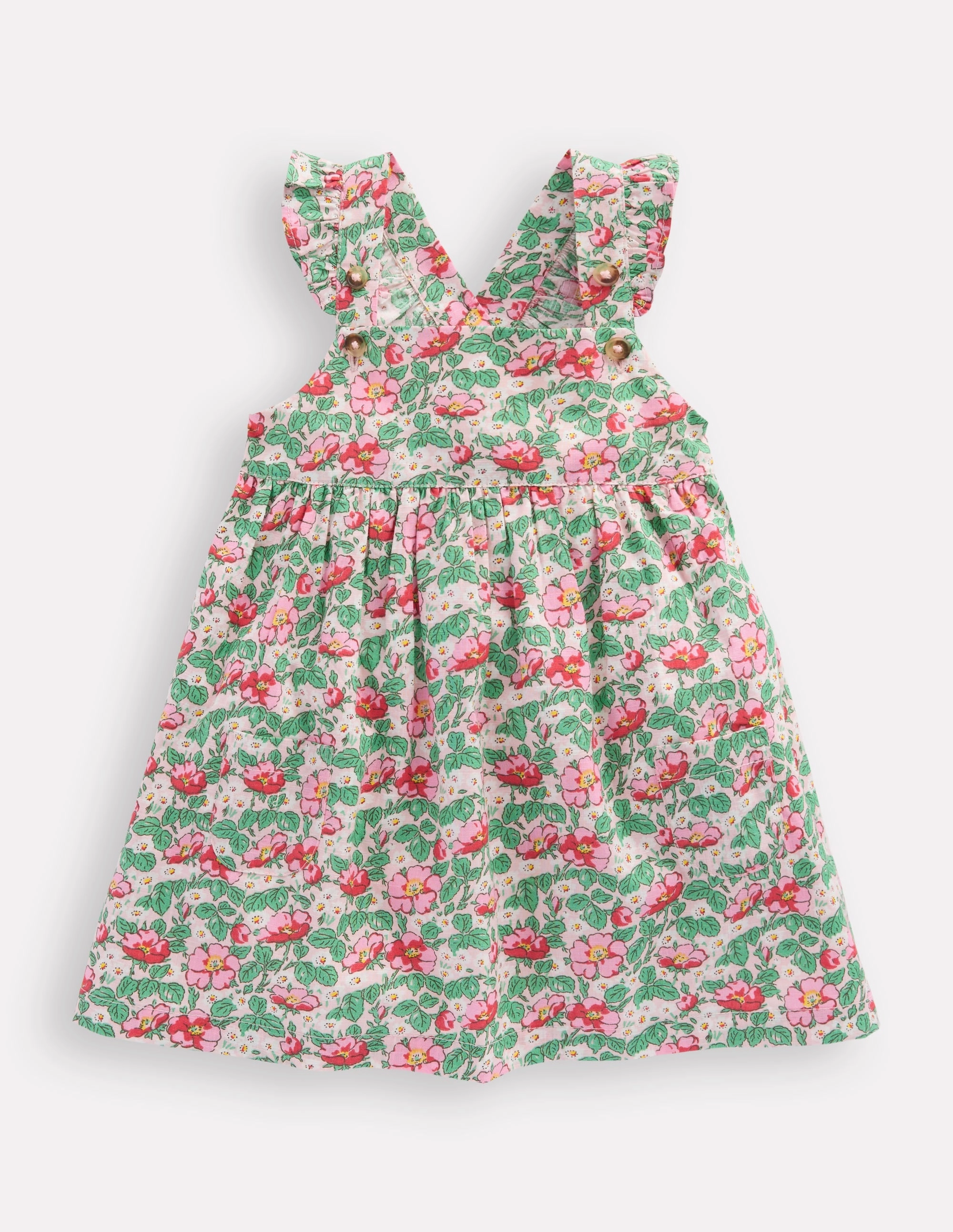 Elegant Line Nostalgic Pinny Dress-Chalk Pink Rose