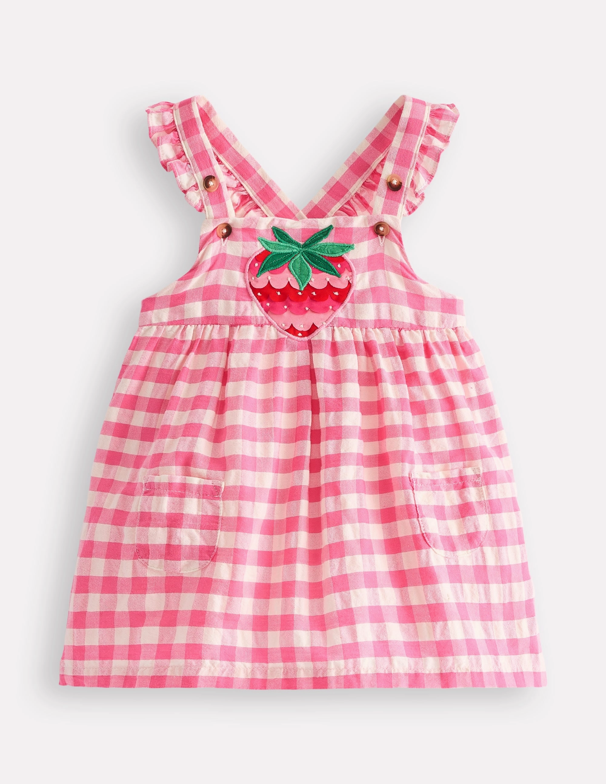 ComfortFitDesign Nostalgic Pinny Dress-Pink Gingham
