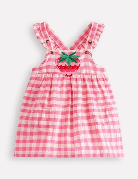 Nostalgic Pinny Dress-Pink Gingham Soft Hue