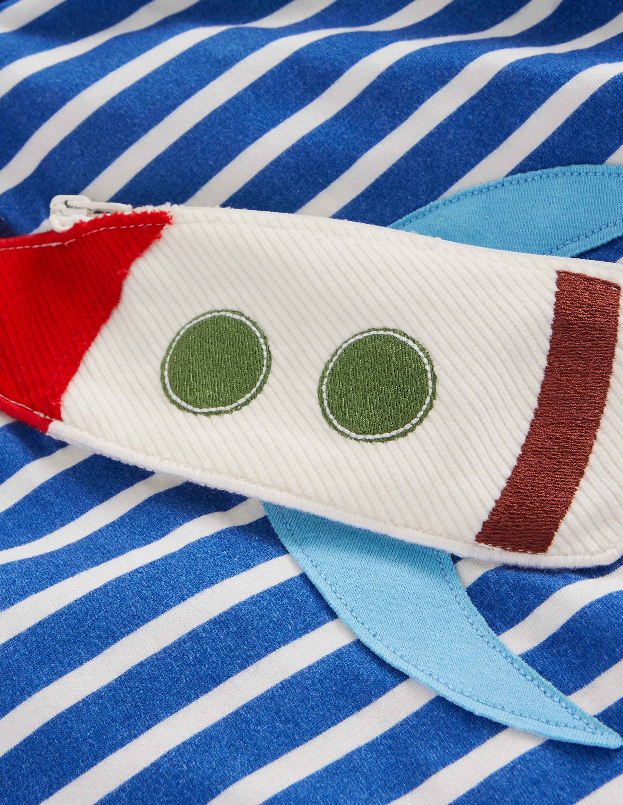 Novelty Bag T-shirt-Delft and Ivory Stripe Roll Up Sleeve System