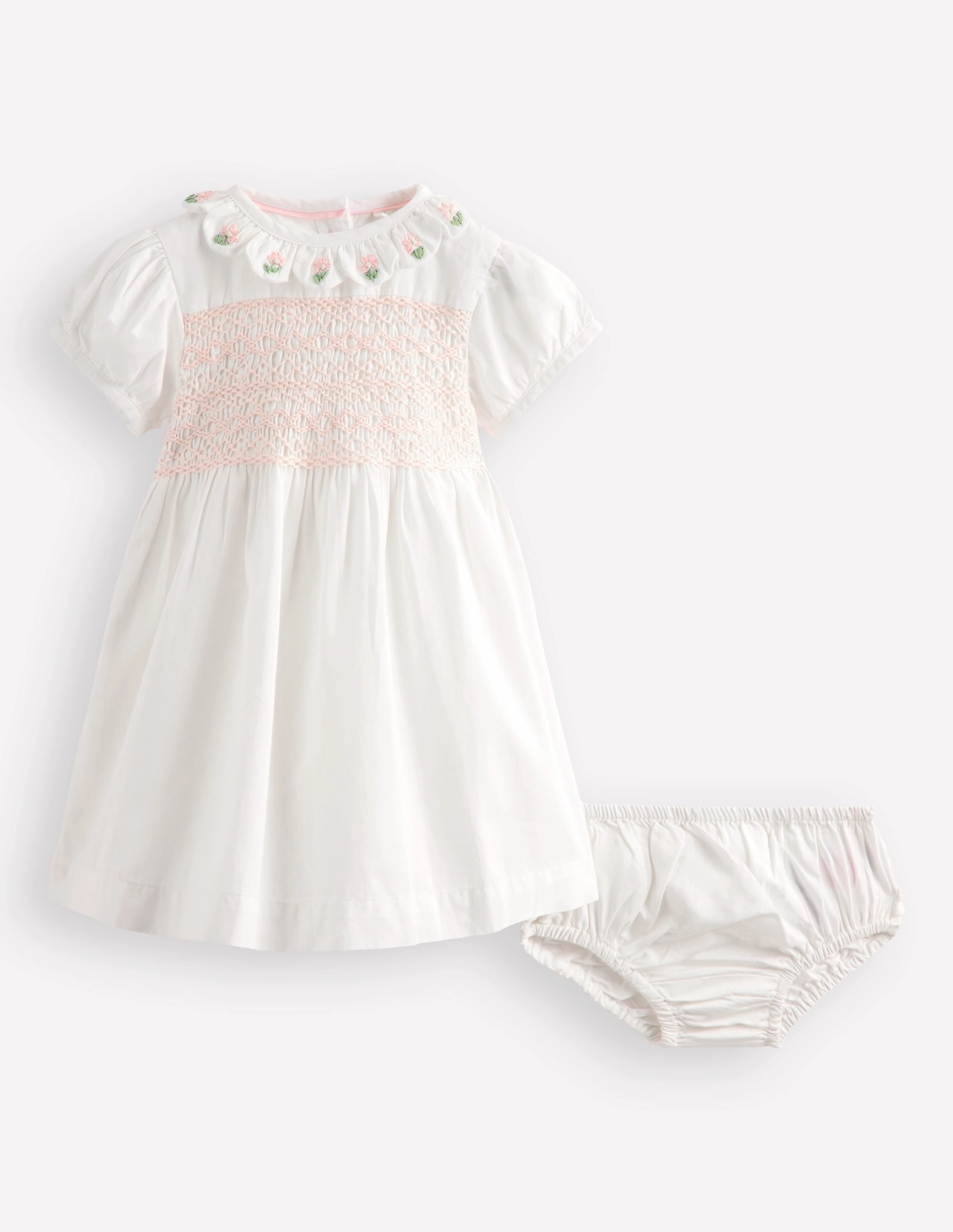 Occasion Smocked Dress-Ivory Statement Look