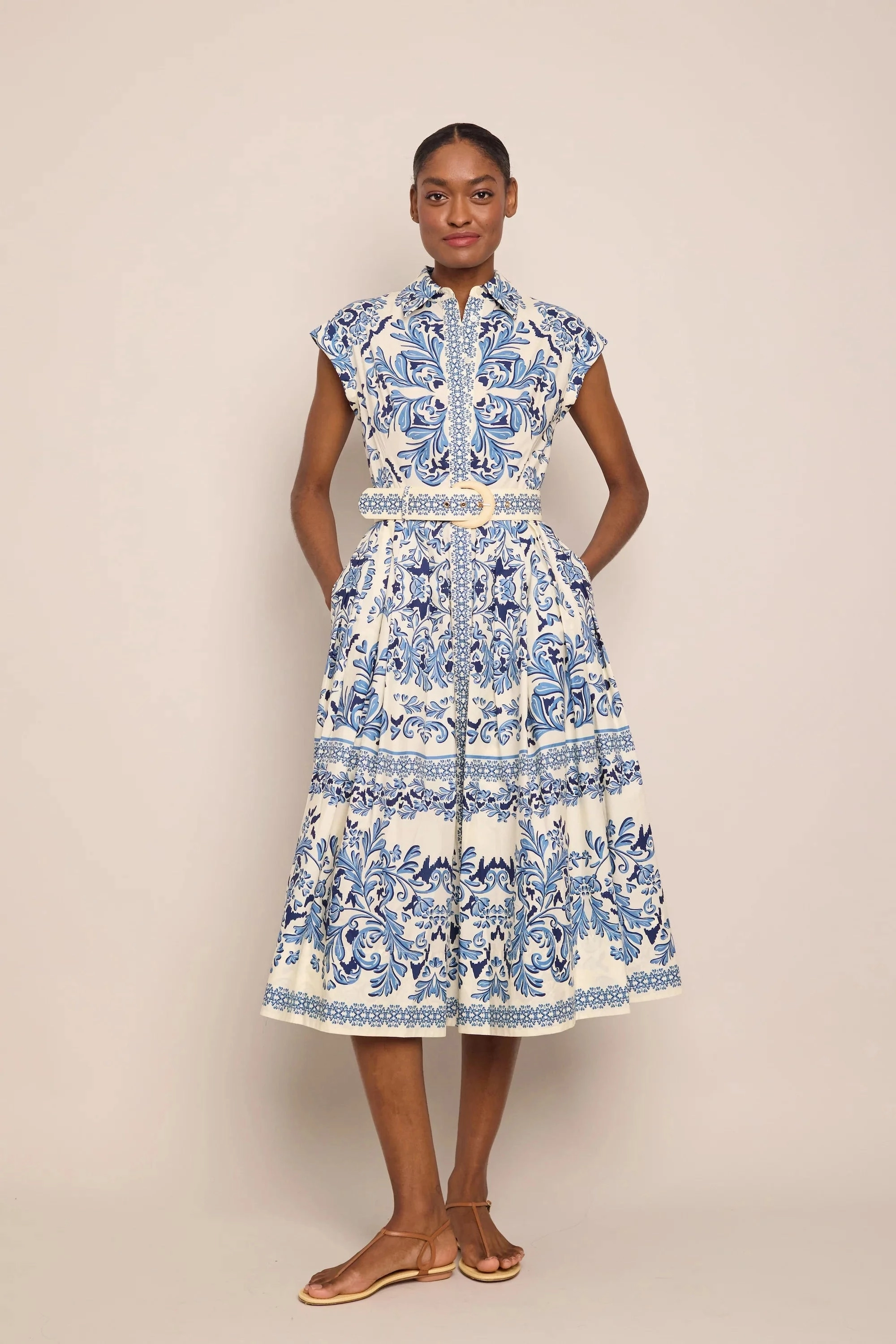 Octavia Dress Saltaire Light Blue Soft Tone Smart and Polished
