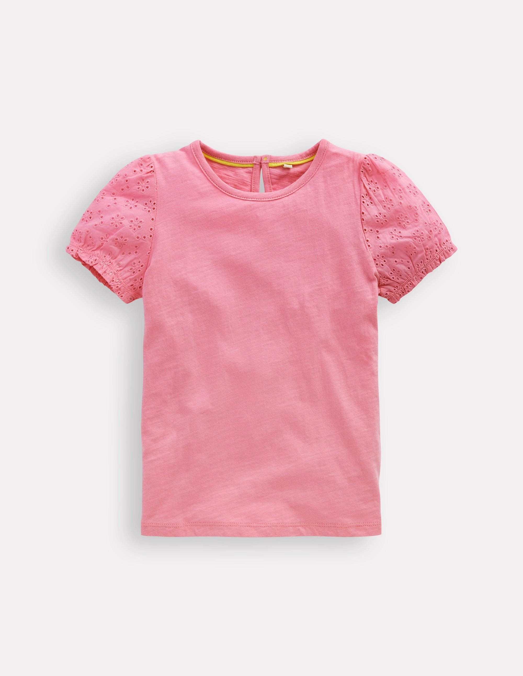 Broderie Mix Tee-Bubblegum Pink Eco Friendly Blend
