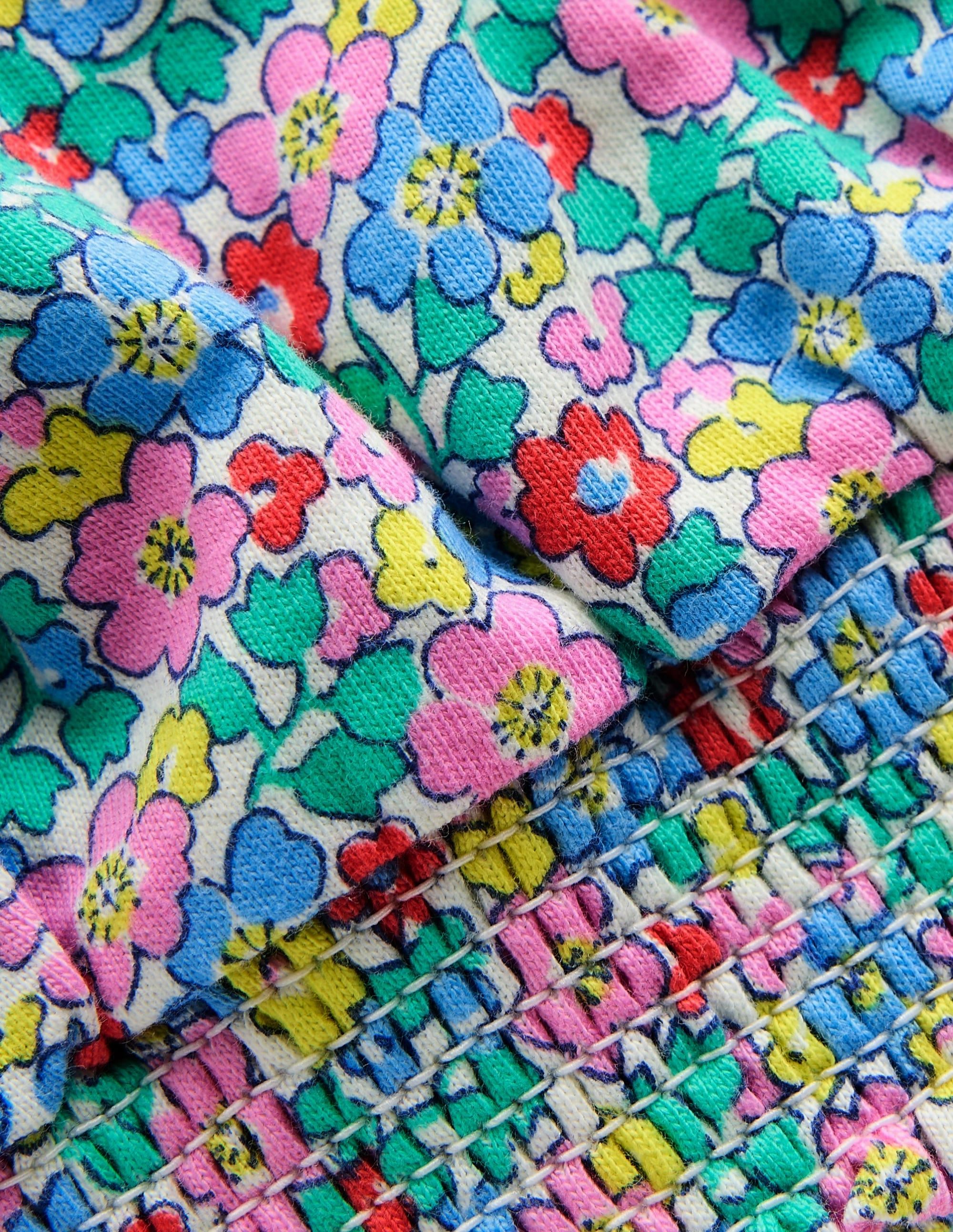 Soft Brushed Lining Bubble Top-Multi Flowerbed