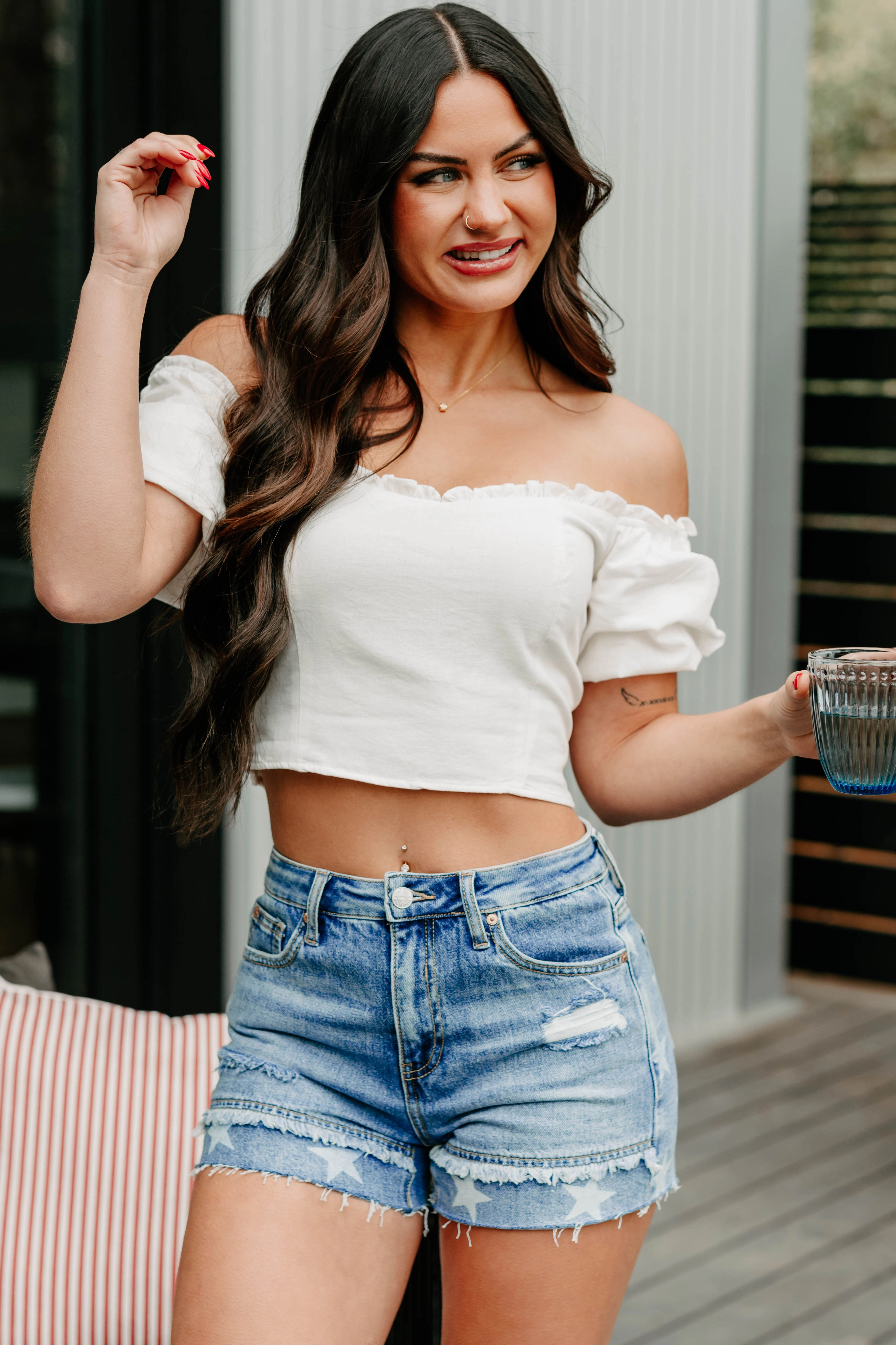 Call Me Cute Puff Sleeve Sweetheart Top (Off White) Everyday Comfort