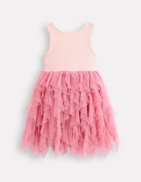 Jersey Tulle Mix Dress-Chalk Pink Stylish Look