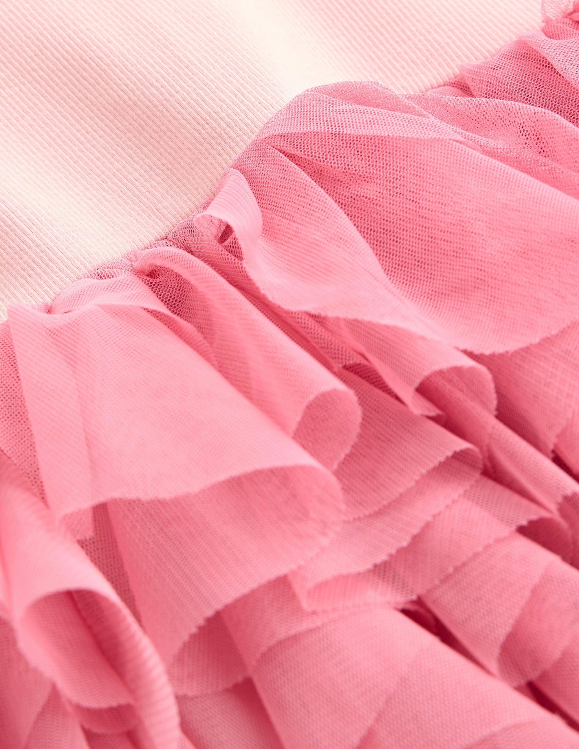 Jersey Tulle Mix Dress-Chalk Pink Live Soft Tactile Feel