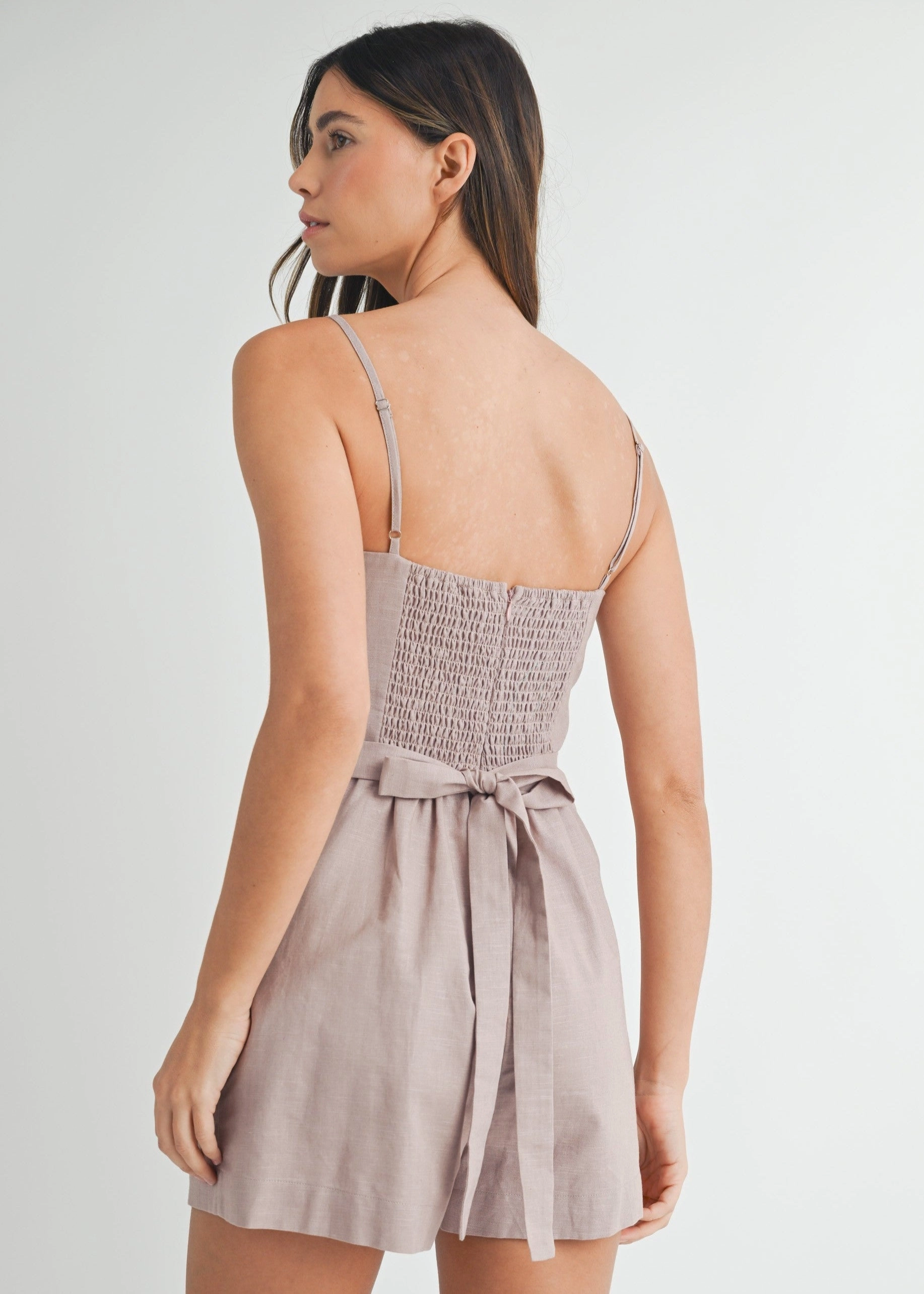 OLIVIA LINEN HIGH NECK ROMPER Active Classic