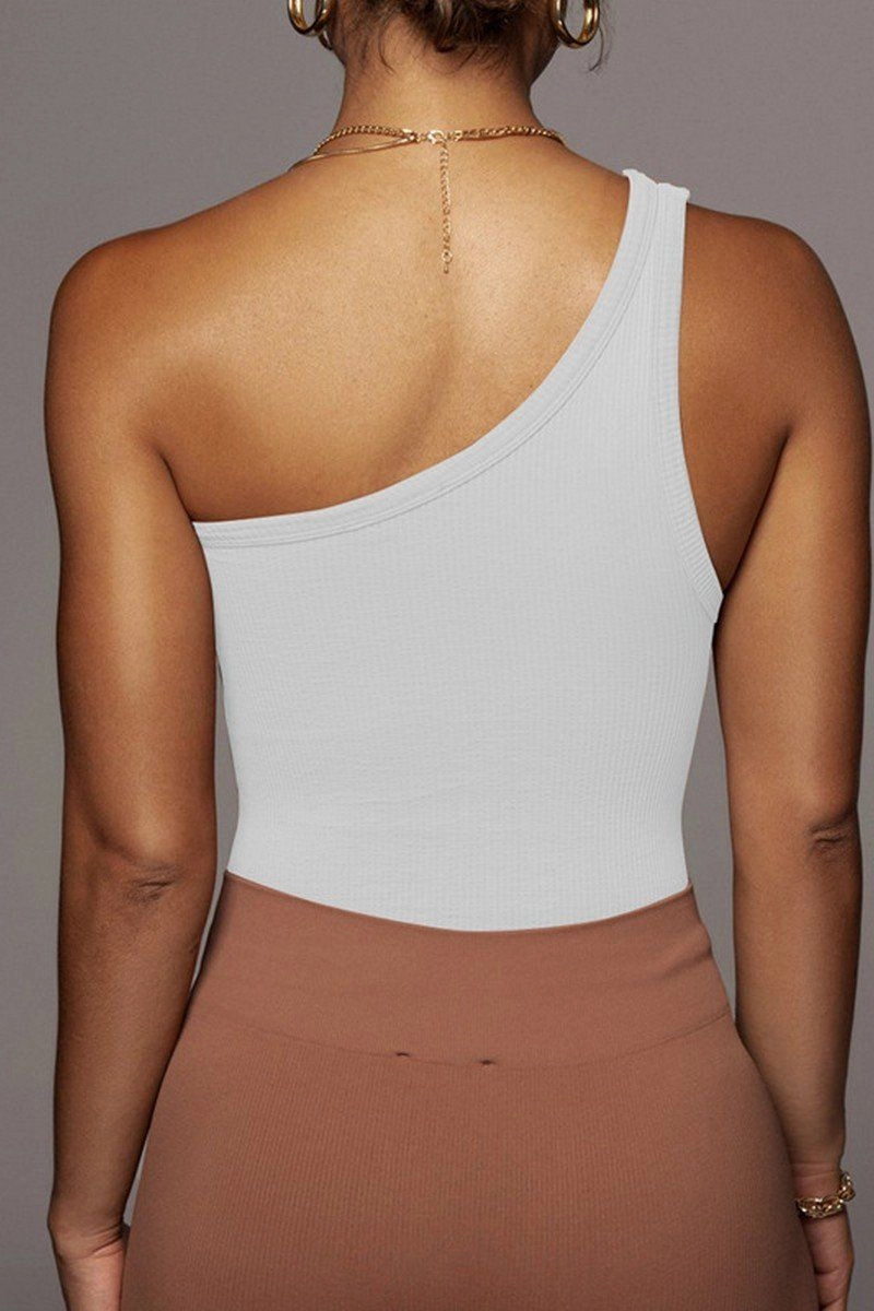 Antibacterial ONE SHOULDER SLEEVELESS SEXY CROP TANK TOP