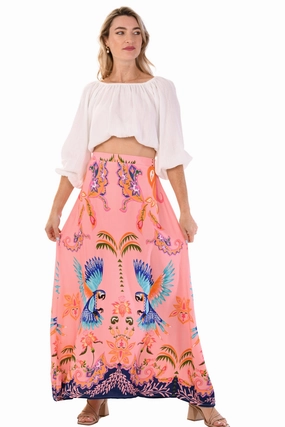 Maxine Skirt Skirt Long / Pink Parrot Sophisticated Casual Soft Motion