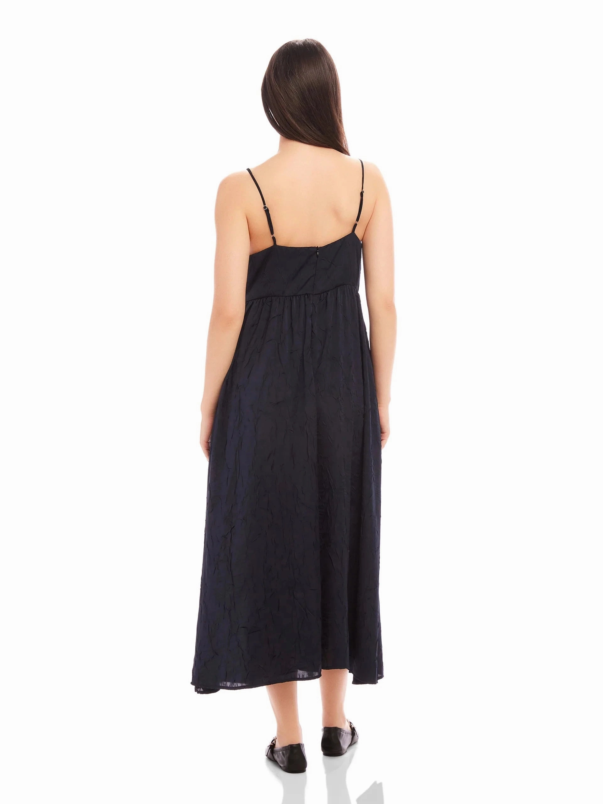 Leanna Midi Dress Navy Layered-Look Tiered Skirt