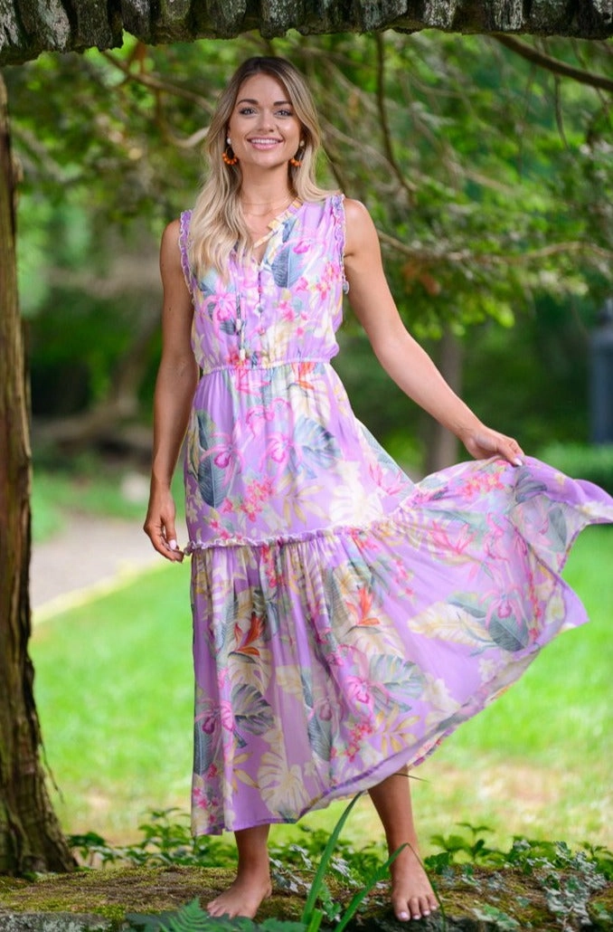 Alexis Dress / Lavender Tropical Elegant Layers