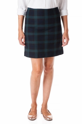 Fringe Detail Sleek Flow Ali Skirt Stretch Twill Blackwatch Tartan Plaid