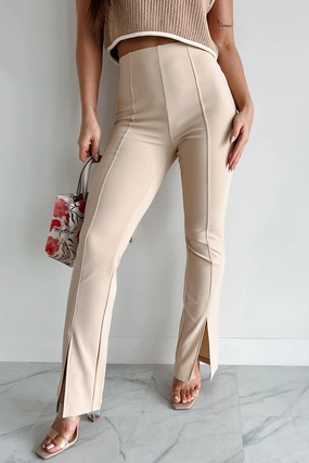 Performance Comfort Pure Class Pintuck Hem Slit Pants (Sand)
