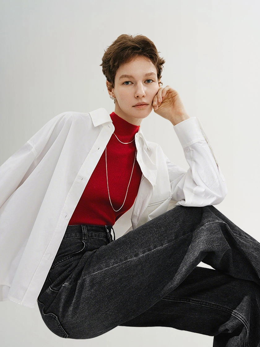 OUTLINE POCKET BUTTON DOWN Formal top PolyesterBlend