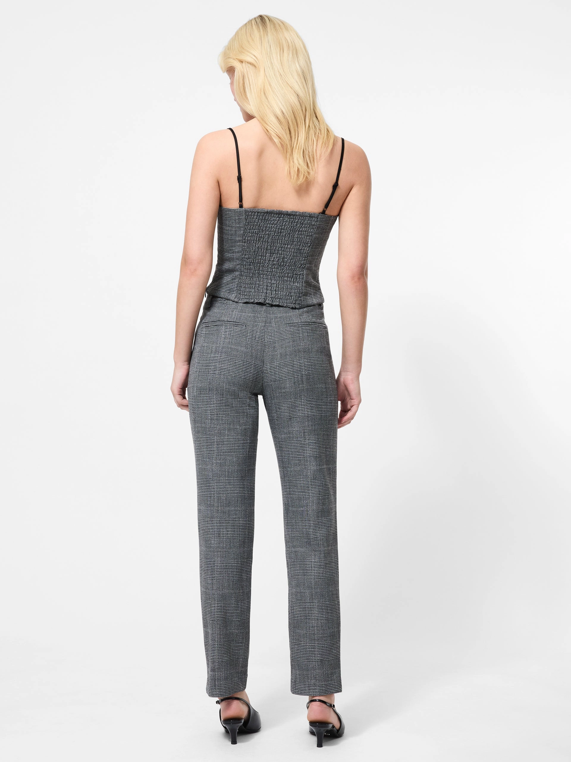 Double Needle Hemming Formal top OWEN PLAID SUITING CORSET TOP