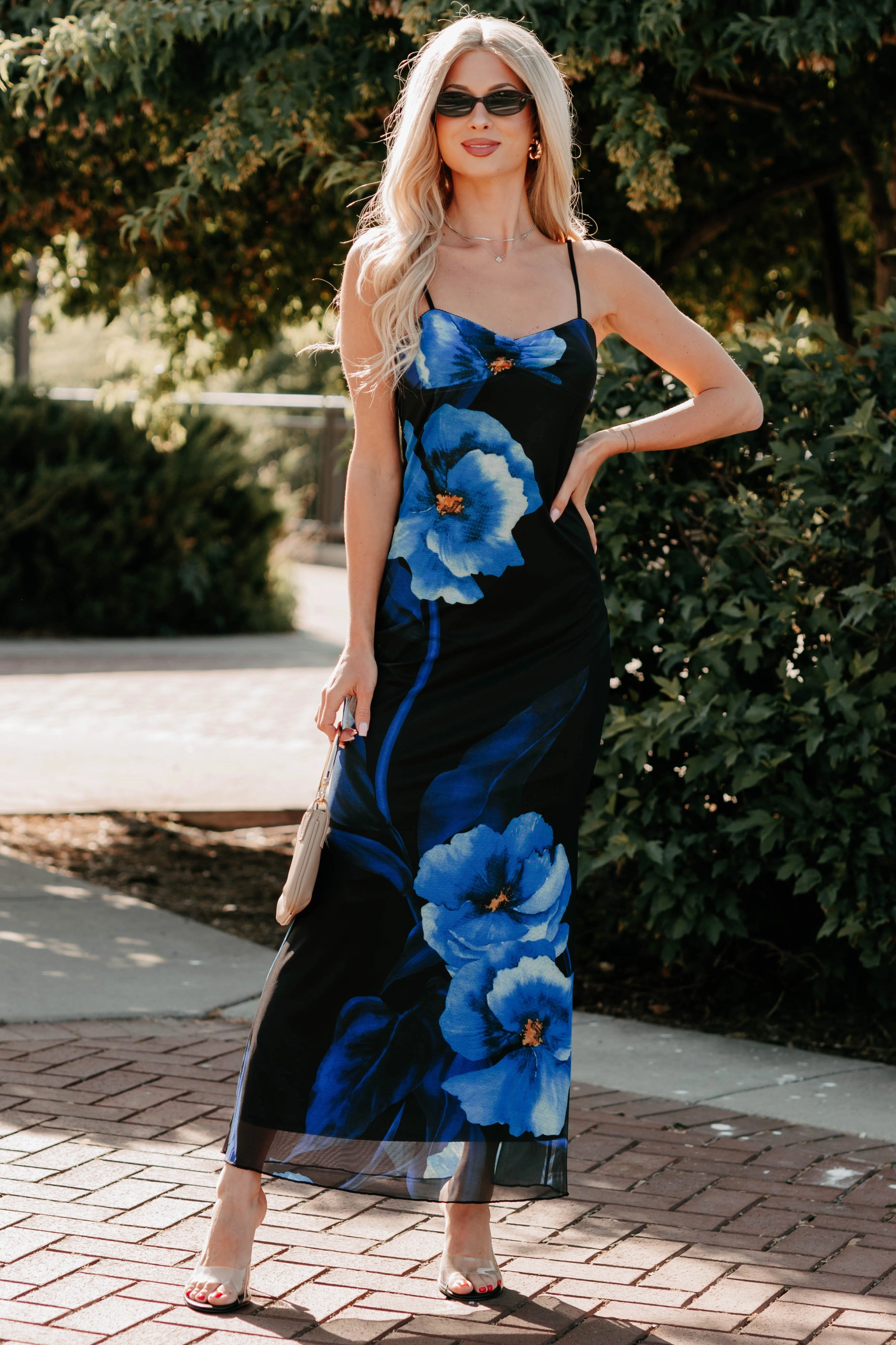 Pure Piece Chic Uprising Sleeveless Floral Maxi Dress (Black/Blue)
