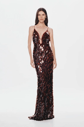 The 'Sapphire' Sequin Maxi Dress Fig Anti-Static-Finish Dreamy Motion