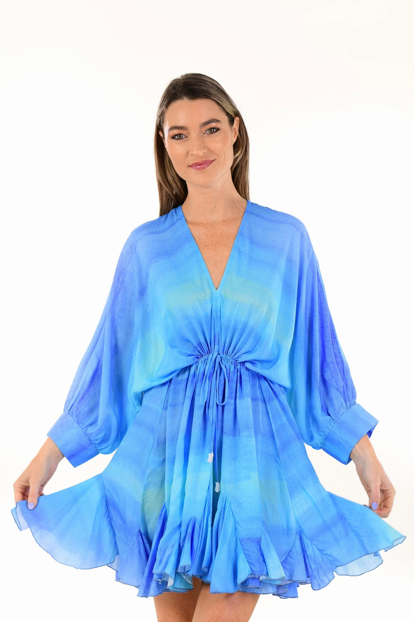 Paloma Dress / Blue Watercolor Beachwear