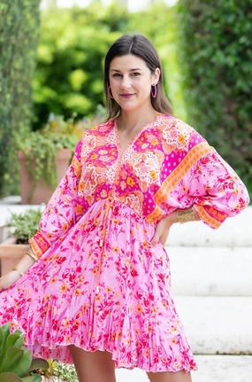 High Cut Paloma Dress / Hot Pink