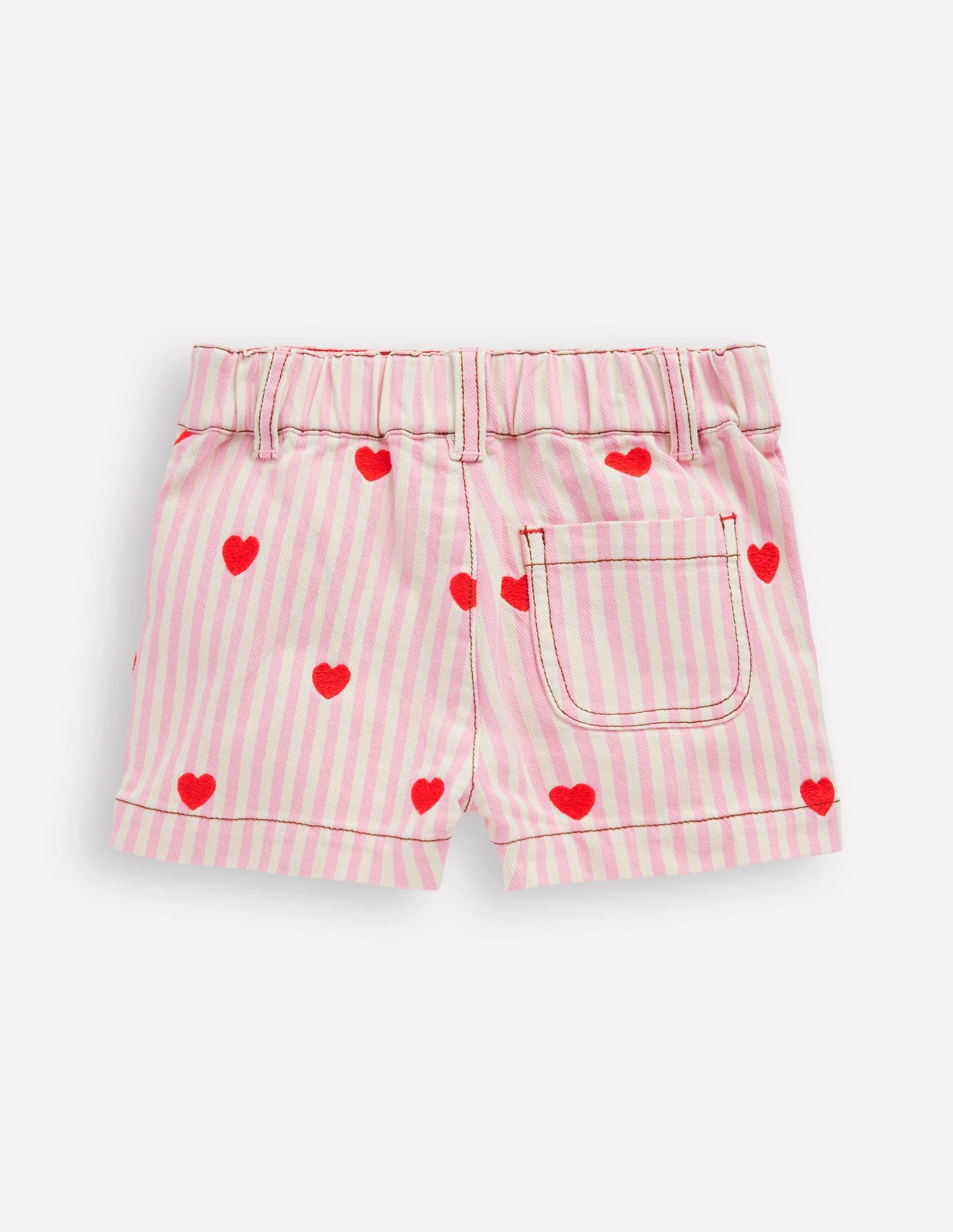 Street Layers Core Comfort Patch Pocket Shorts-Bubblegum Pink/ Ivory Hearts