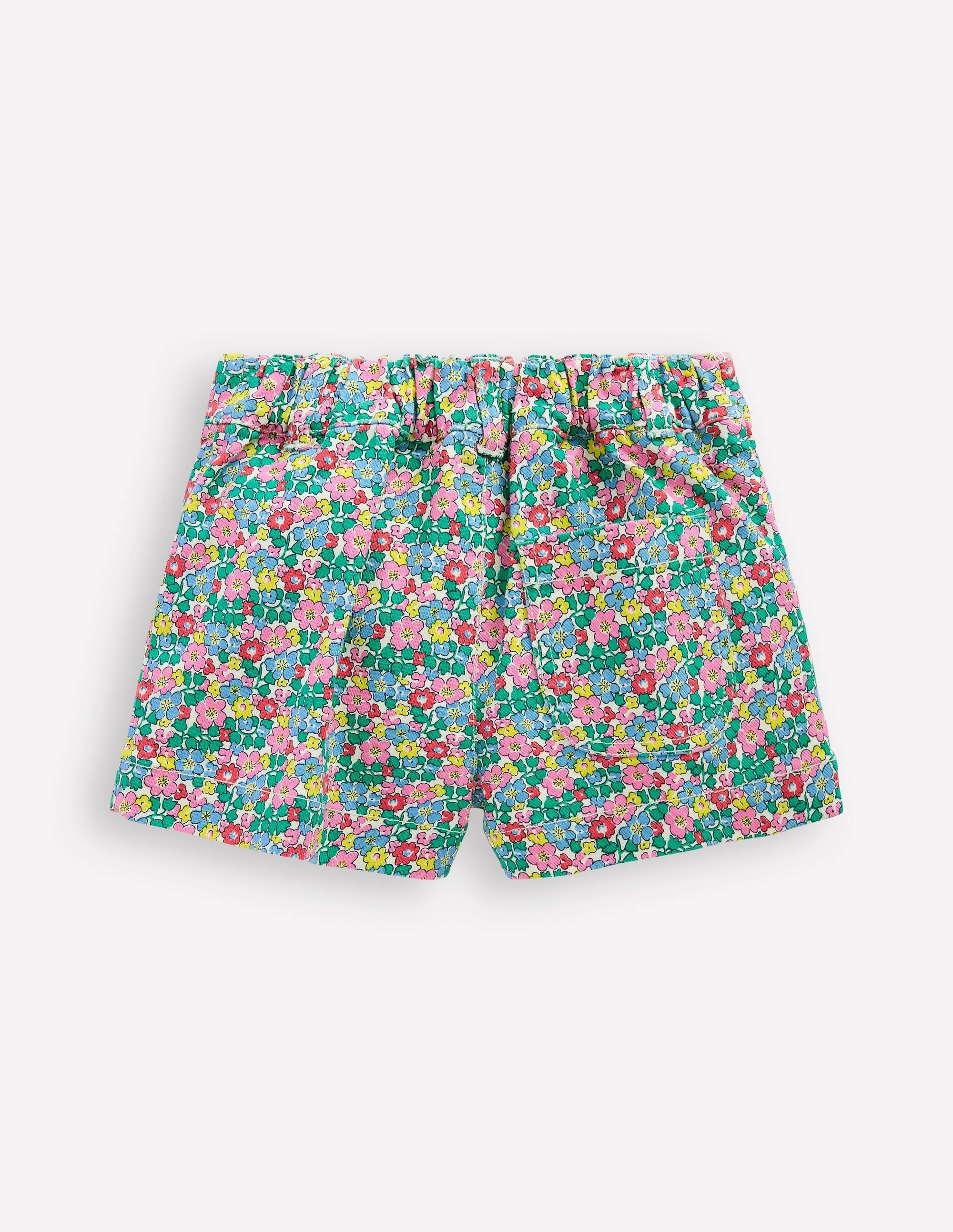 Patch Pocket Shorts-Multi Flowerbed Machine-washable Breathable wear