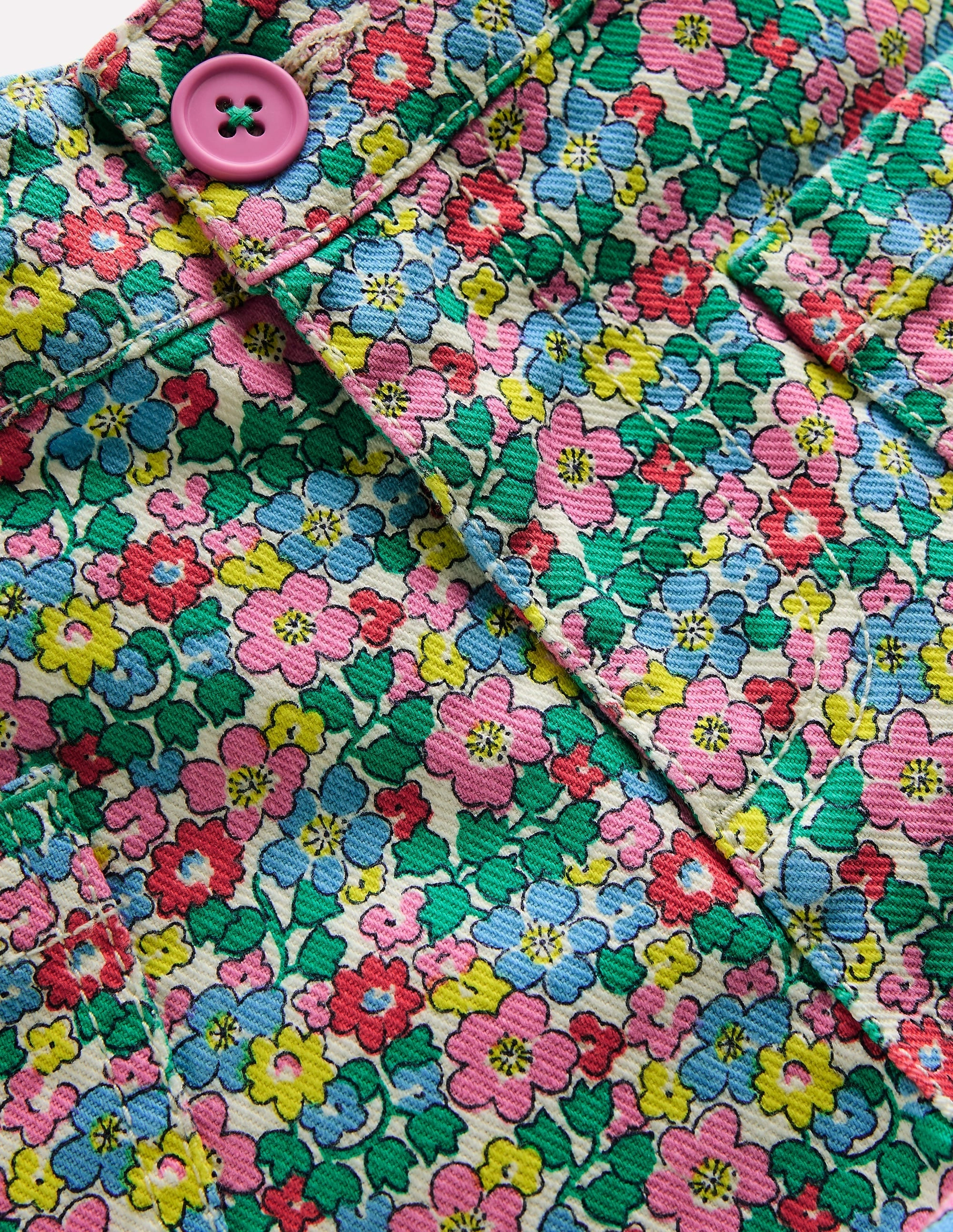 Bohemian style ReflectiveAccents Patch Pocket Shorts-Multi Flowerbed